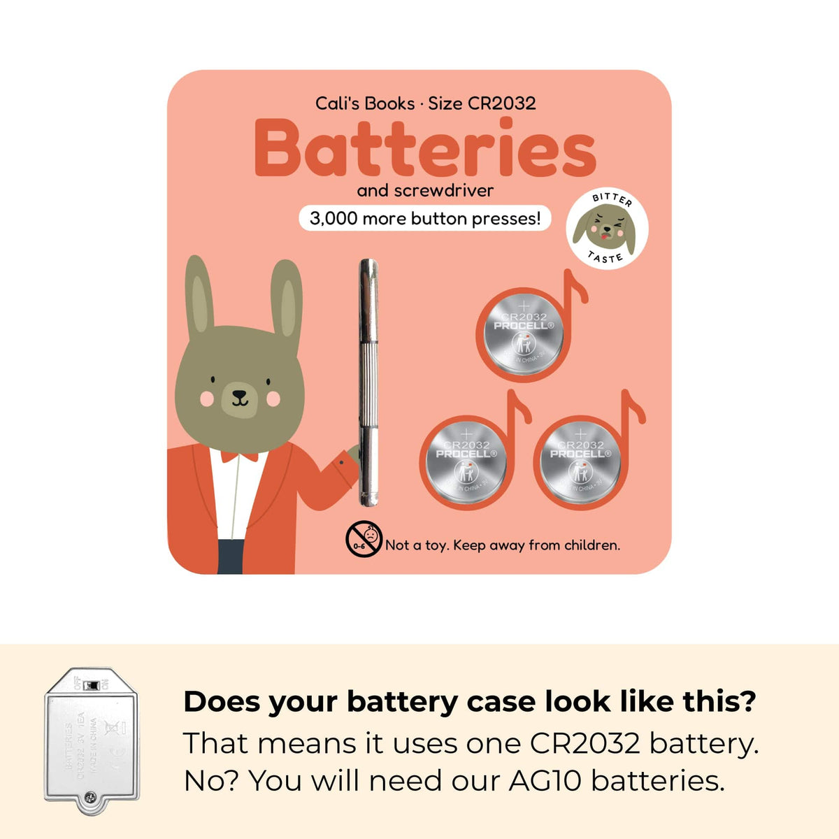 Cali's Books Batteries CR2032 Bitter Taste Battery Replacement Kit