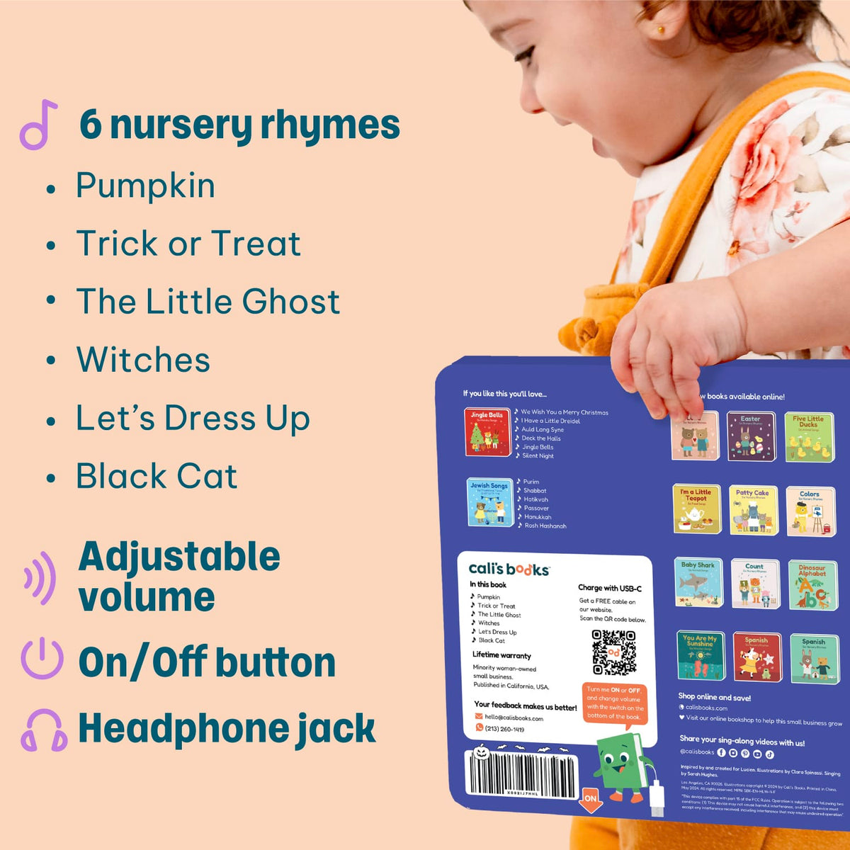 Cali's Books Sound Books Halloween Nursery Rhymes Glow-in-the-Dark