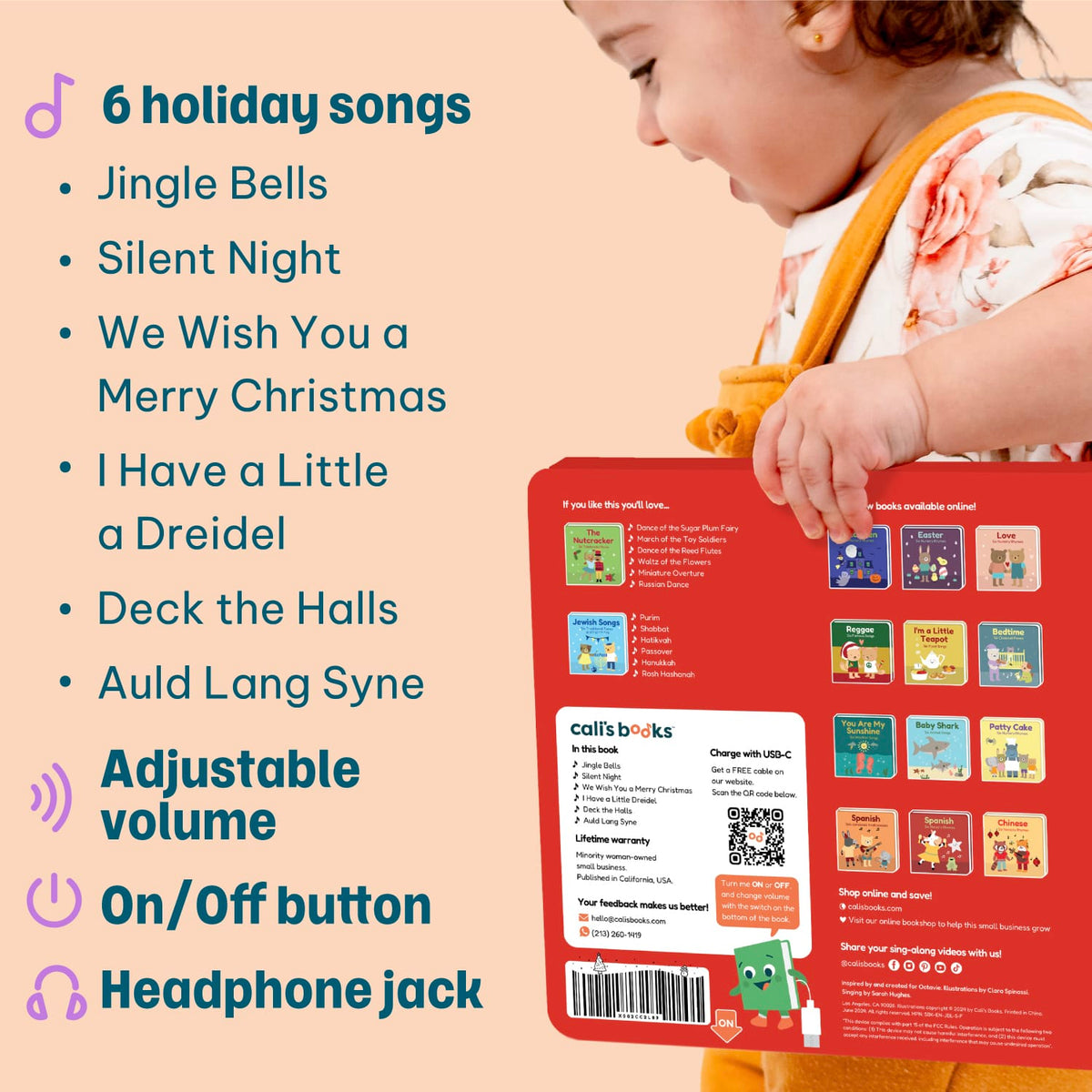 Cali's Books Sound Books Jingle Bells Nursery Rhymes - Headphone Edition